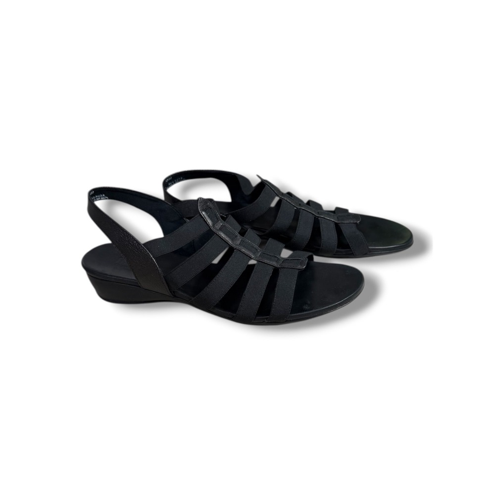 Munro Darian II Black Strappy Slingback Wedge Sandals Comfort Womens 10.5 W 734A